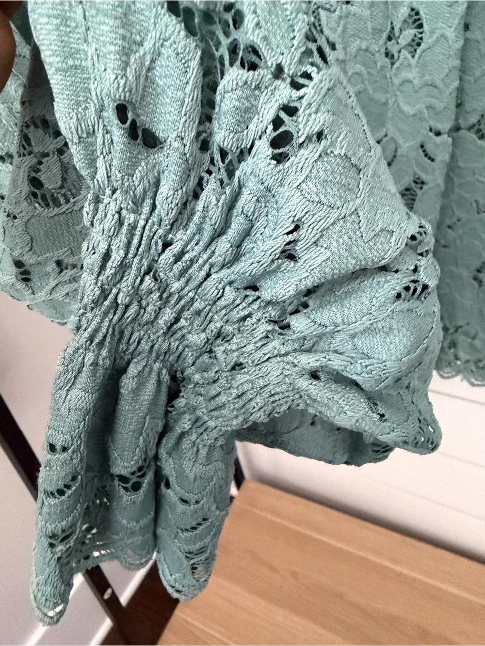 Free People Olivia Sage Green Lace Tee